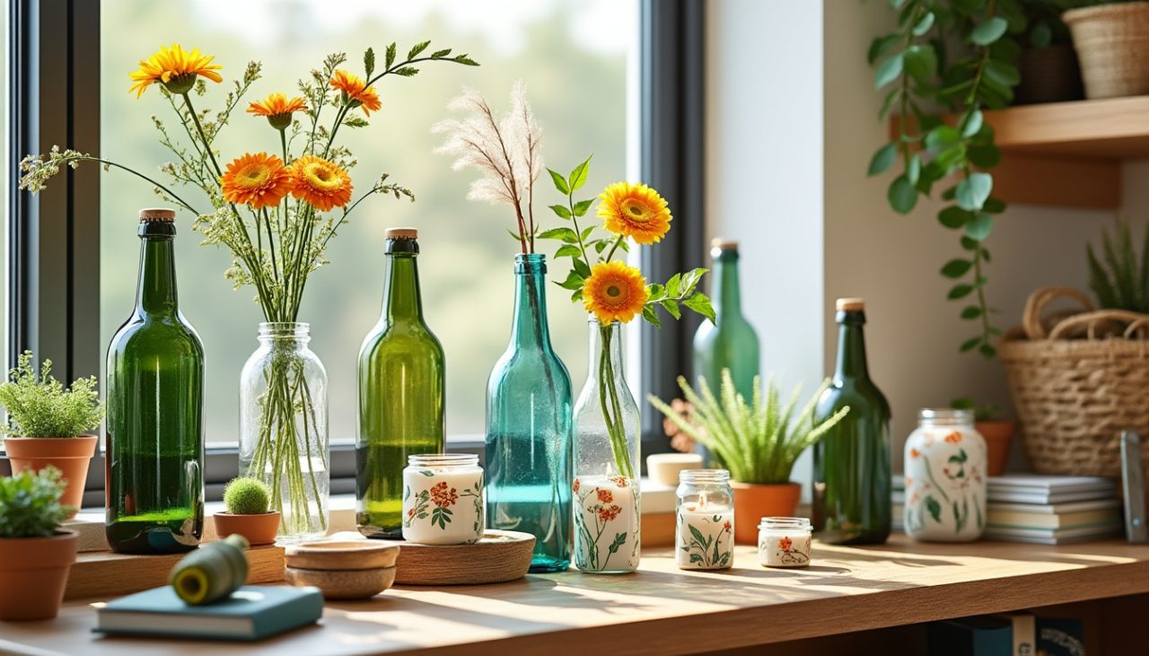 Astuce déco : donner une deuxième vie aux bouteilles en verre